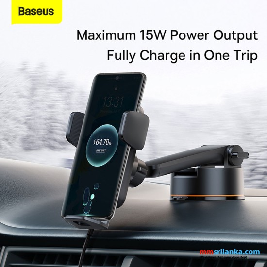 Baseus Wisdom Auto Alignment QI 15W Car Mount Wireless Charger（Suction base) Black